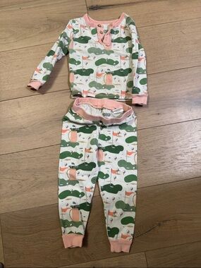 Mud Pie Pink and Green Golf Pond Print Kids Pajama Set